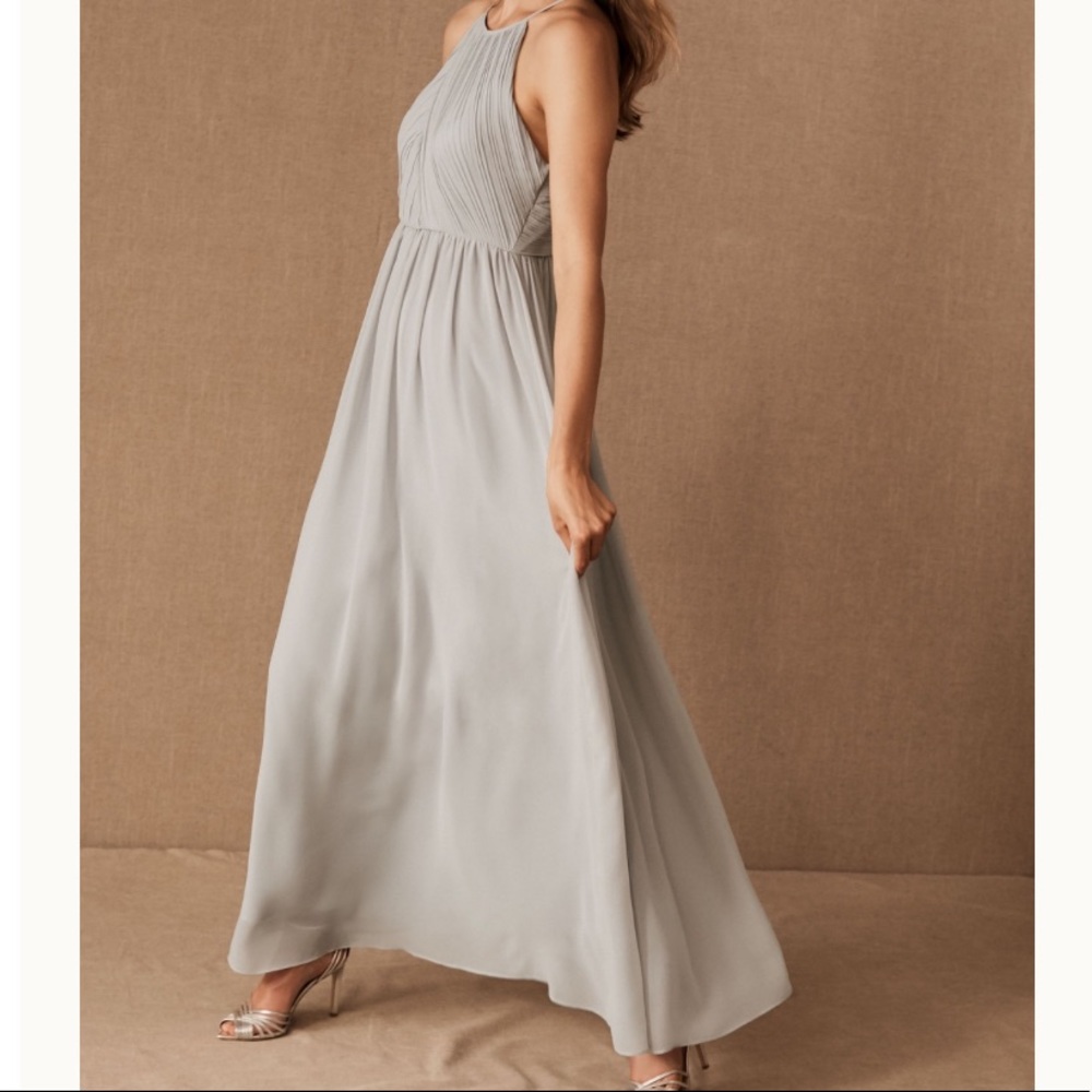 BHLDN Madrie Anthropologie Bridesmaid Maxi Dress Fog Grey, NWT, size 12